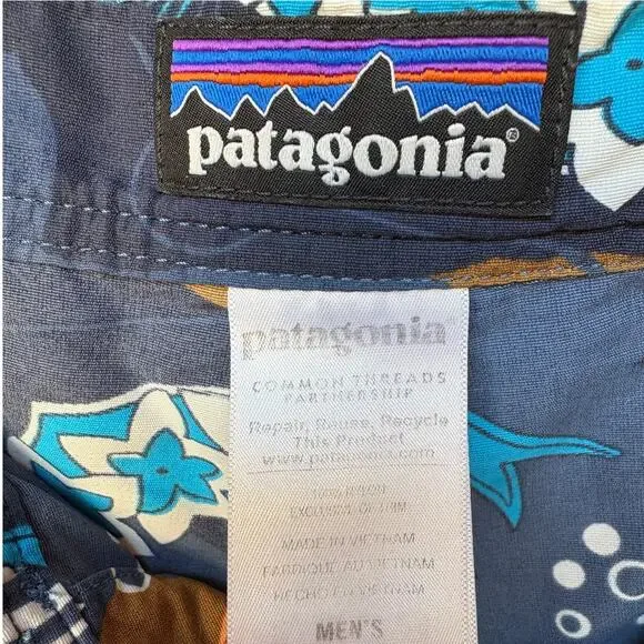 Patagonia Mens Tropical Ocean Motif Blue Multi-Colored Board Shorts size 34 - Picture 3 of 7